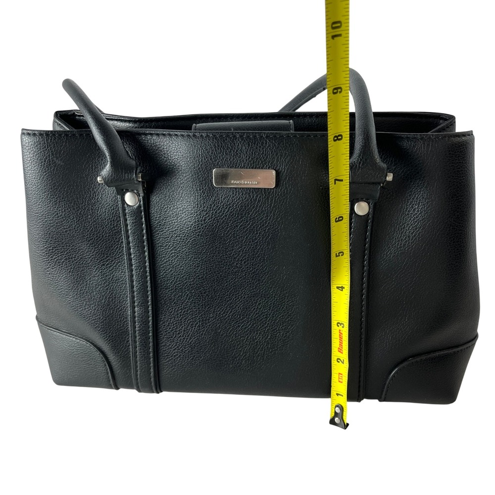Liz Claiborne Black Pebbled Faux Leather Work‎ Tote Shoulder Bag - Picture 6 of 14